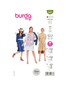 Patron Burda 6007 - Robe à enfiler, col V et élastique taille du 34 au 44