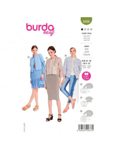 Patron Burda 6006 - Veste courte, coupe droite et col droit du 34 au 44