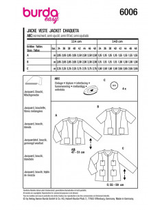 Patron Burda 6006 - Veste courte, coupe droite et col droit du 34 au 44 2