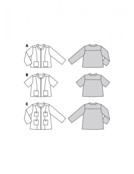 Patron Burda 6006 - Veste courte, coupe droite et col droit du 34 au 44
