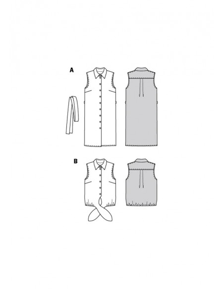 Patron Burda 6003 - Robe chemisier et Blouse du 34 au 44