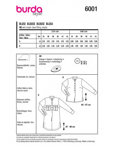 Patron Burda 6001 - Chemisier classique aux détails raffinés du 34 au 44 2