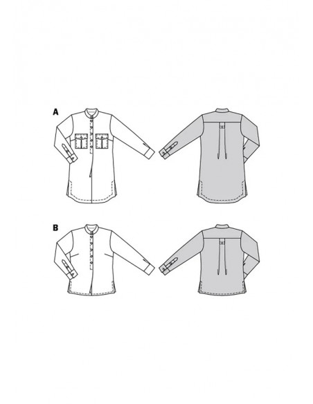 Patron Burda 6001 - Chemisier classique aux détails raffinés du 34 au 44