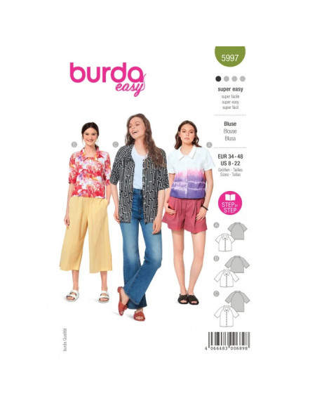 Patron Burda 5997 - Blouse manches raglan Femme du 34au 48