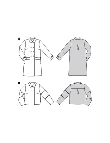 Patron Burda 5992 - Veste &  manteau avec double rang de boutonnage du 34 au 44