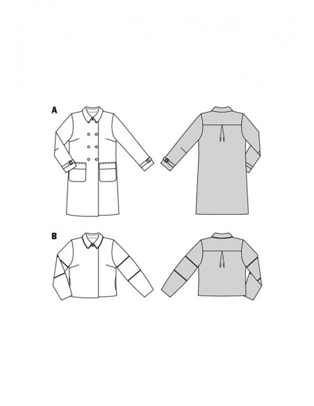 Patron Burda 5992 - Veste &  manteau avec double rang de boutonnage du 34 au 44
