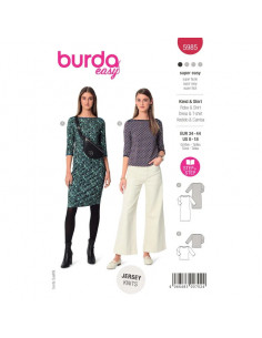 Patron Burda 5985 - Robe étroite & tee-shirt à manches 3/4 avec encolure bateau du 34 au 44