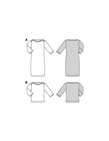 Patron Burda 5985 - Robe étroite & tee-shirt à manches 3/4 avec encolure bateau du 34 au 44