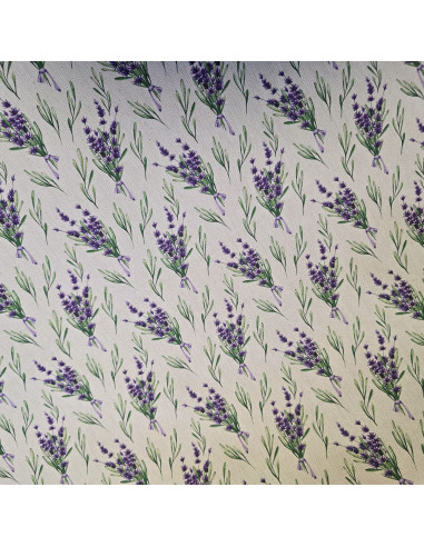 Tissu, Demi-Natté Impression Digitale, Fleurs Lavande, Laize 150 cm, 100% Coton Aspect Lin