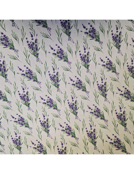 Tissu, Demi-Natté Impression Digitale, Fleurs Lavande, Laize 150 cm, 100% Coton Aspect Lin