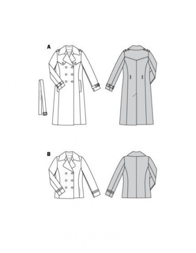 Patron Burda 5984 - Veste caban & trench-coat entièrement doublés du 34 au 44