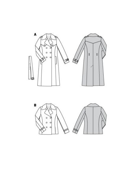 Patron Burda 5984 - Veste caban & trench-coat entièrement doublés du 34 au 44