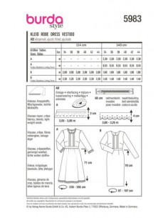 Patron Burda 5983 - Robe avec ceinture de taille et jupe ample ou droite du 34 au 44 2