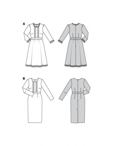 Patron Burda 5983 - Robe avec ceinture de taille et jupe ample ou droite du 34 au 44