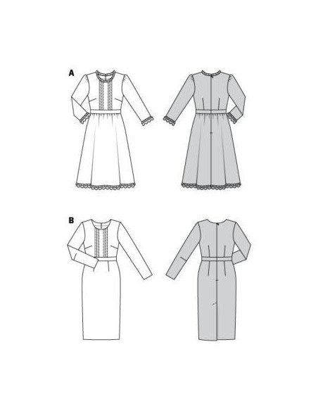 Patron Burda 5983 - Robe avec ceinture de taille et jupe ample ou droite du 34 au 44
