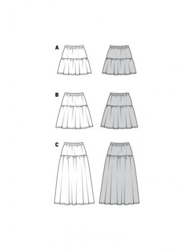 Patron Burda 5978 - Jupe à étage avec une coulisse élastiquée du 34 au 48