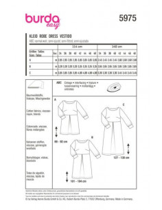 Patron Burda 5975 - Robe à encolure bateau et manches à poignet du 34 au 48 2