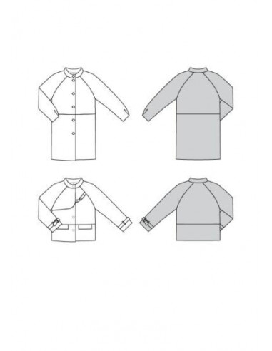Patron Burda 5974 - Veste & manteau à manches raglan et col droit du 34 au 44