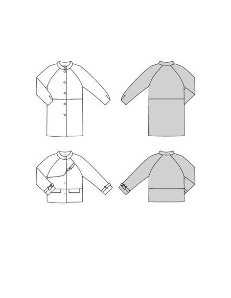 Patron Burda 5974 - Veste & manteau à manches raglan et col droit du 34 au 44