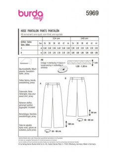 Patron Burda 5969 - Pantalon avec coulisse dos élastique, jambes amples du 34 au 44 2