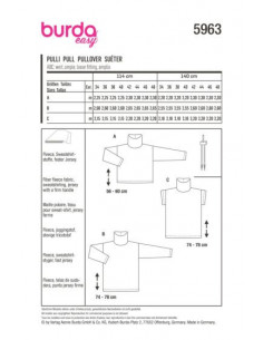 Patron Burda 5963 - Pull à col roulé avec variations du 34 au 48 2