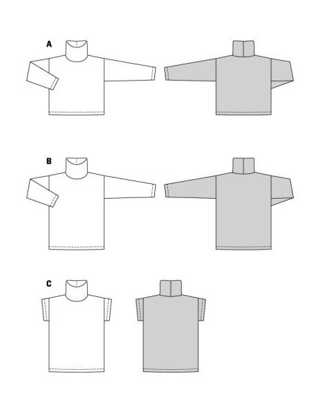 Patron Burda 5963 - Pull à col roulé avec variations du 34 au 48