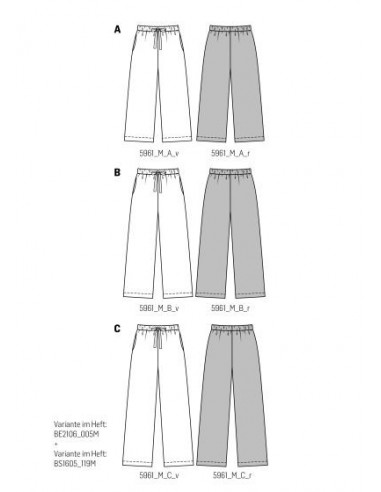 Patron Burda 5960 - Pantalon ultra pratique avec coupe droite du 34 au 48