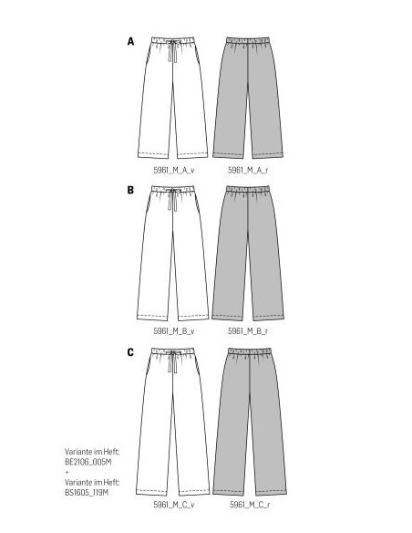 Patron Burda 5960 - Pantalon ultra pratique avec coupe droite du 34 au 48