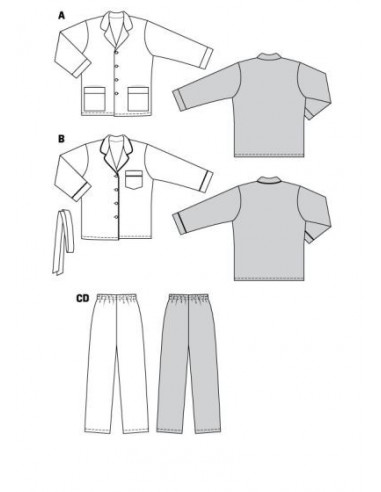 Patron Burda 5956 - Pyjama UNISEX classique et confortable pour elle et lui (M, L, XL)