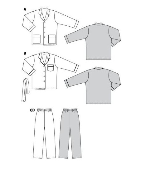 Patron Burda 5956 - Pyjama UNISEX classique et confortable pour elle et lui (M, L, XL)