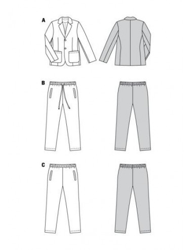 Patron Burda 5955 - Costume homme avec pantalon décontracté et veste classique du 46 au 56