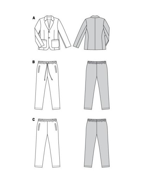 Patron Burda 5955 - Costume homme avec pantalon décontracté et veste classique du 46 au 56