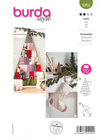 Patron Burda 5952 - Accessoires, calendrier de l'avent en forme de sapin