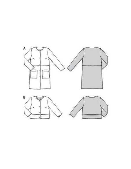 Patron Burda 5951 - Veste courte carrée & manteau sans col du 34 au 44