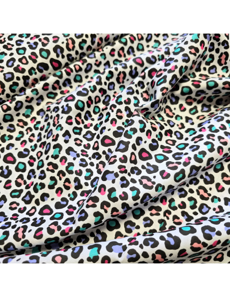 Tissu, Popeline de Coton Léopard, Multicolore, Laize 150 cm, 100% Coton 115g/m²