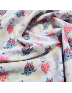 Popeline de coton, impression digitale, tortues 2