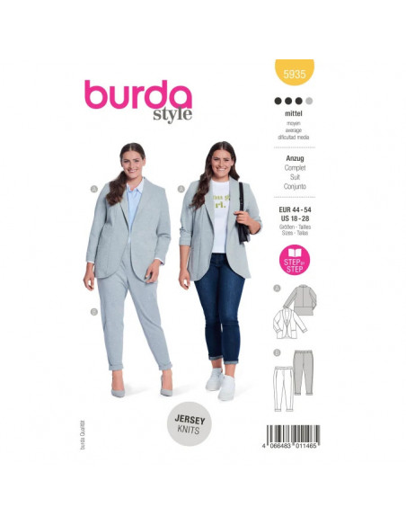 Patron Burda 5935 - Costume féminin du 44 au 54