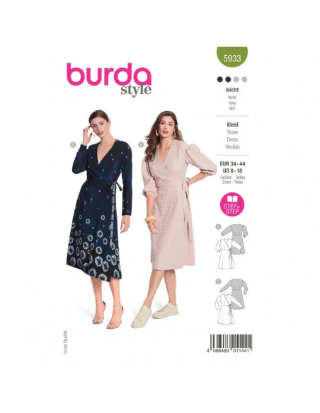 Patron Burda 5933 - Robes portefeuille du 34 au 44