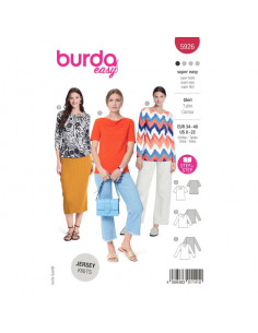 Patron Burda 5926 - 3 Tee- shirts incontournables du 34 au 48