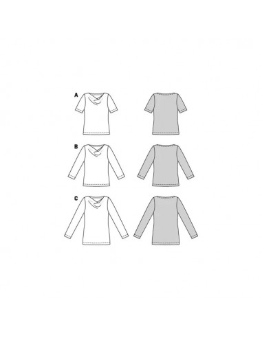 Patron Burda 5926 - 3 Tee- shirts incontournables du 34 au 48
