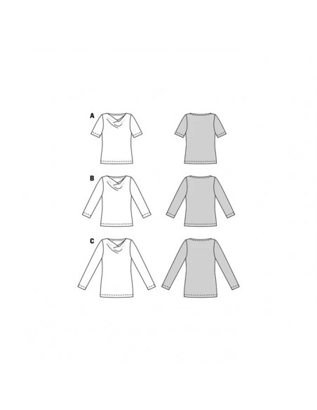 Patron Burda 5926 - 3 Tee- shirts incontournables du 34 au 48
