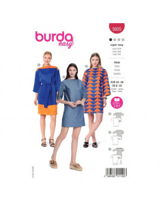 Patron Burda 5925 - Robes de coupe droite avec une encolure bateau du 34 au 48