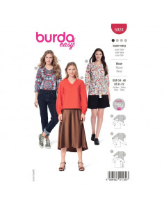 Patron Burda 5924 - Blouses sans fermeture avec une encolure V du 34 au 48