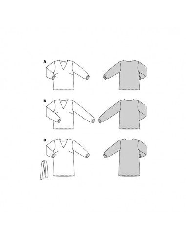 Patron Burda 5924 - Blouses sans fermeture avec une encolure V du 34 au 48