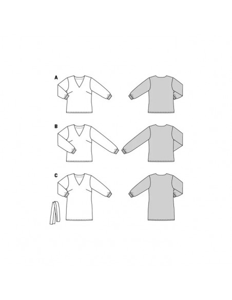 Patron Burda 5924 - Blouses sans fermeture avec une encolure V du 34 au 48