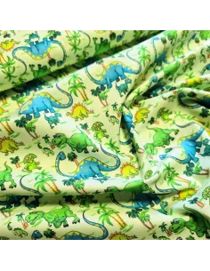 Tissu, Popeline de Coton Dinosaures, Multicolore, Laize 150 cm, 100% Coton 115g/m² 2