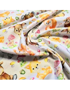 Tissu, Popeline de Coton Imprimée Animaux, Multicolore, Laize 150 cm, 100% Coton 115g/m² 2