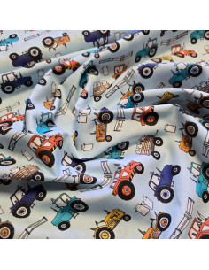 Popeline de coton, impression digitale, tracteurs 2
