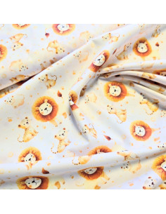 Popeline de coton, impression digitale, lions 2