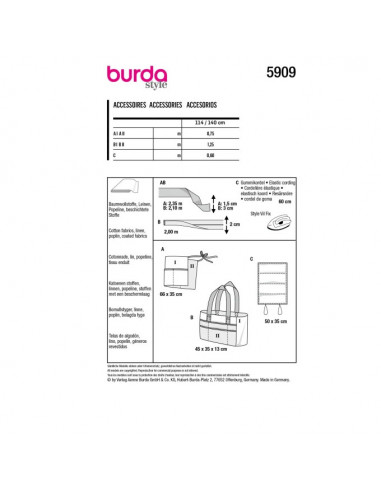 Patron Burda 5909 - Tablier jardiange à compartiments